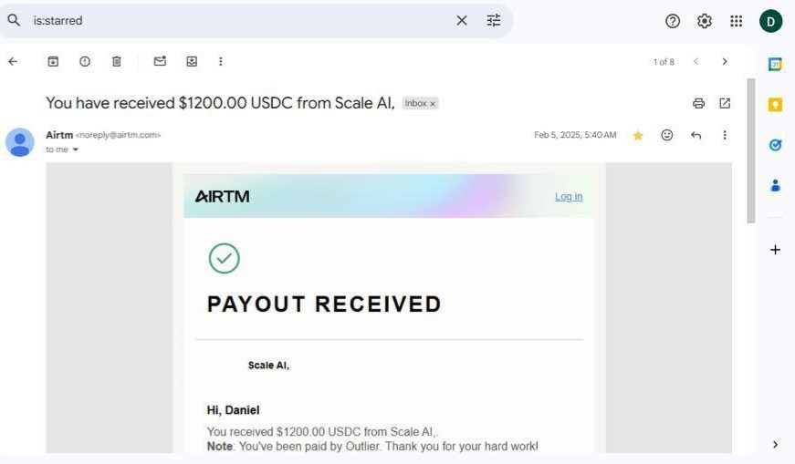 Proof of $4,800 in recurring payments