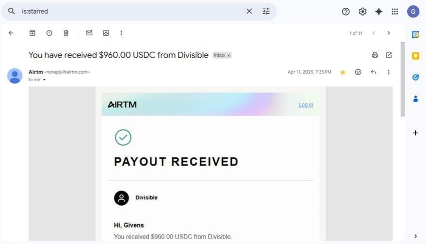 Proof of $960 recurring monthly income